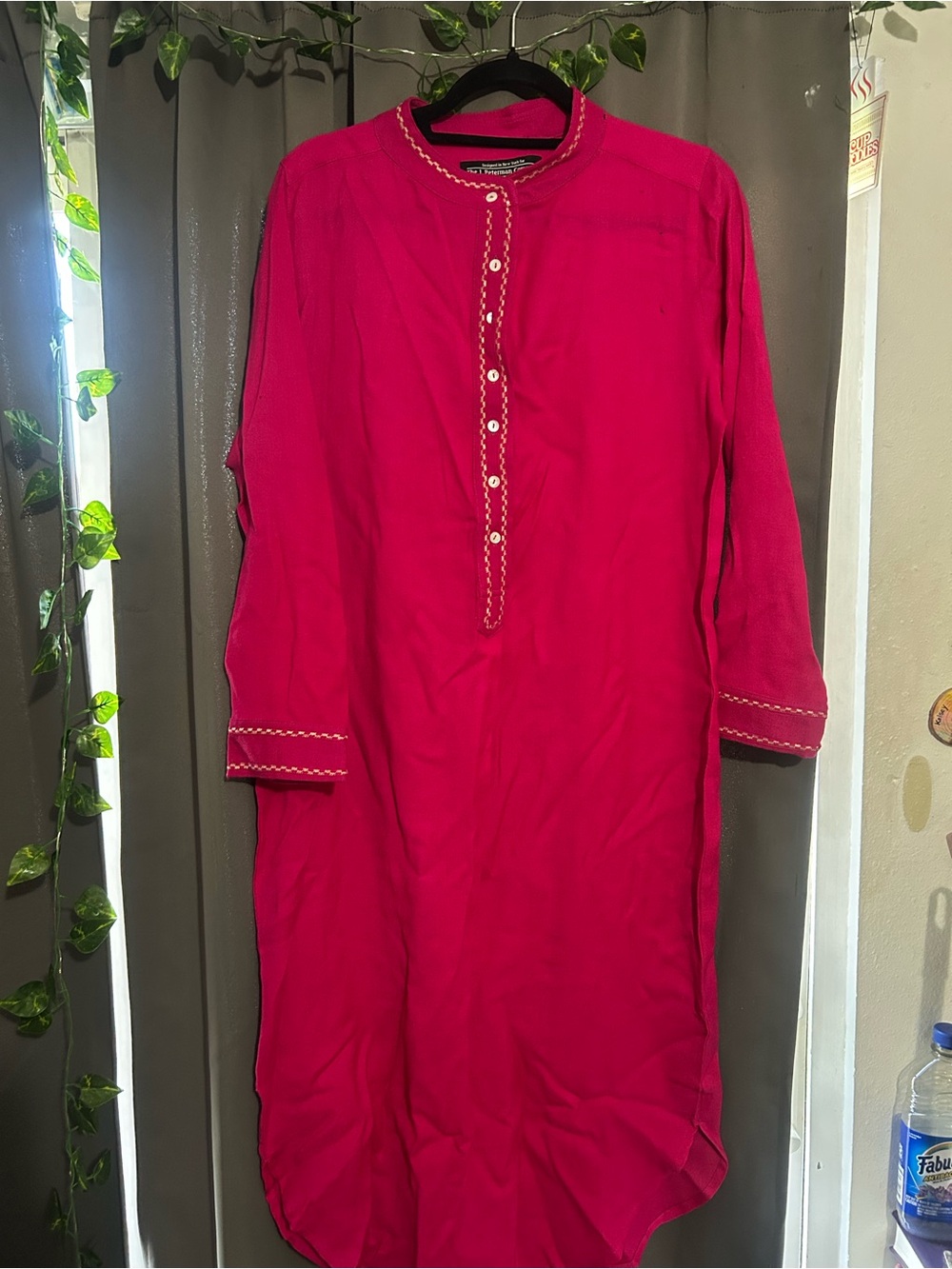 J. Peterman Hot Pink Long-Sleeve Tunic Dress